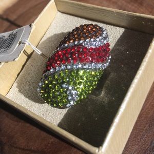 Multi-Colored Rhinestone Statment Ring S:7/8 NWT